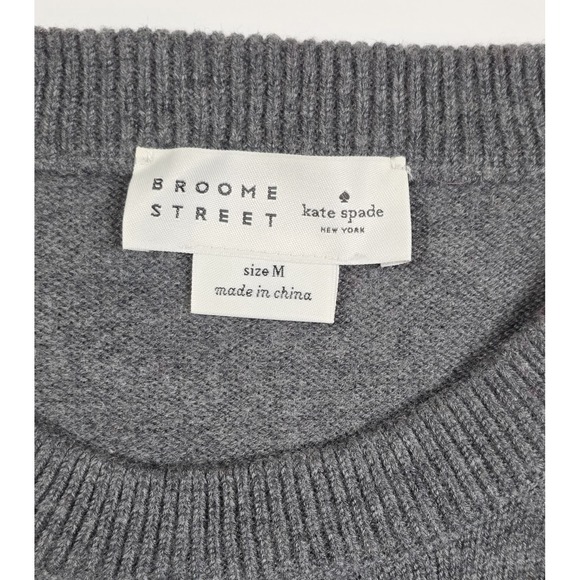 Kate Spade Gray Wool Blend Winking Kiss Face Pullover Sweater Women's Size M - Picture 5 of 6